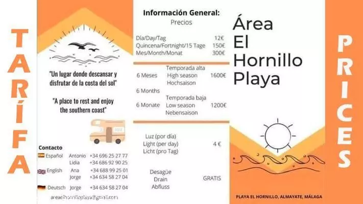 aire camping aire area el hornillo playa